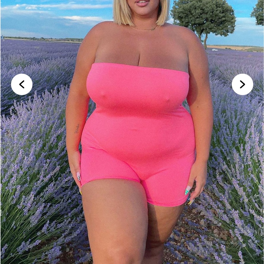 Fashion Nova Pink Strapless Romper